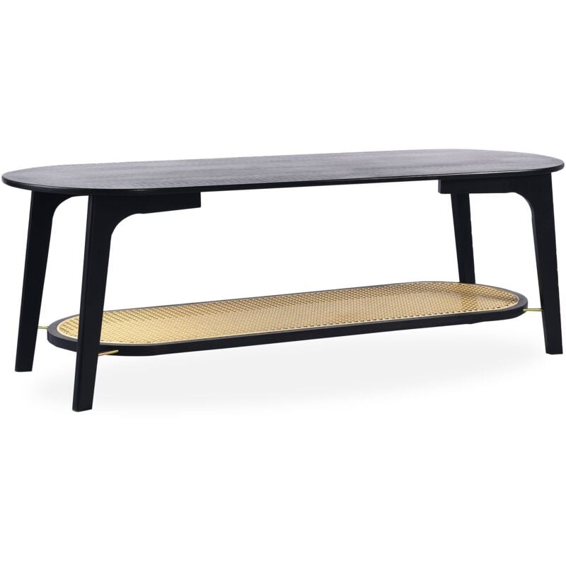 Table basse moderne Yokori en cannage et Bambou Noir