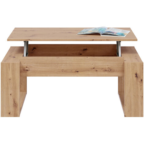 Table basse modulable en mélamine coloris chêne - Hauteur 45 x Longueur 105 x Profondeur 55 cm - PEGANE-