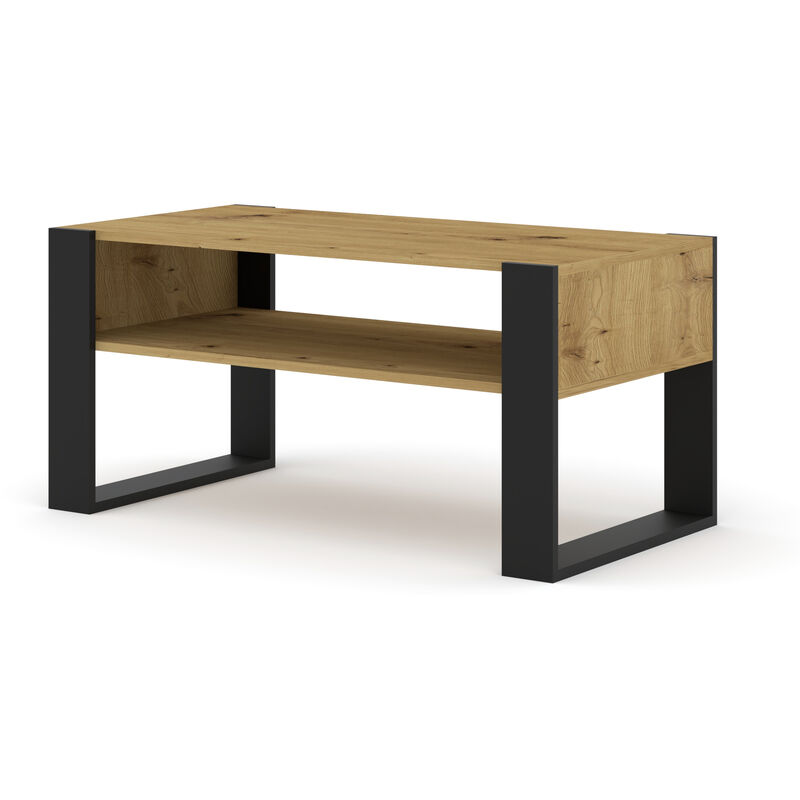 Table basse MONDI 100x50 cm chêne artisanal / noir mat