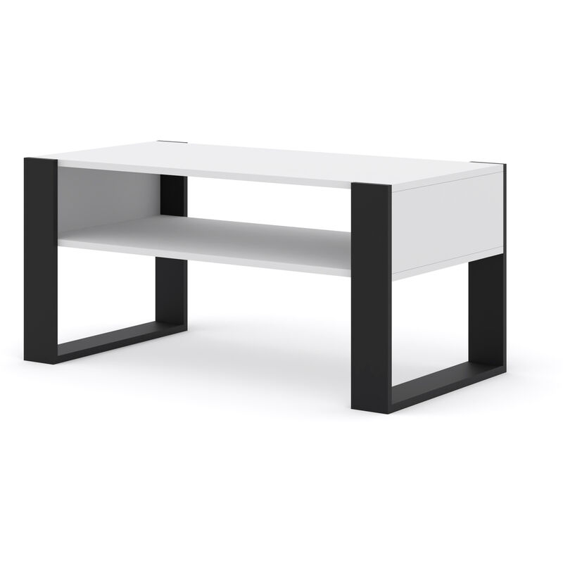Table basse mondi 100x50 cm blanc mat / noir mat