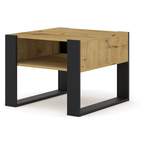 Table basse MONDI 60x60 cm chêne artisanal / noir mat