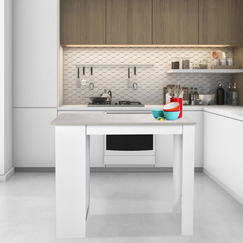 Table basse multi-meubles table de bar - Dimensions 122L x 58L x 11H cm - Extérieur blanc clair.