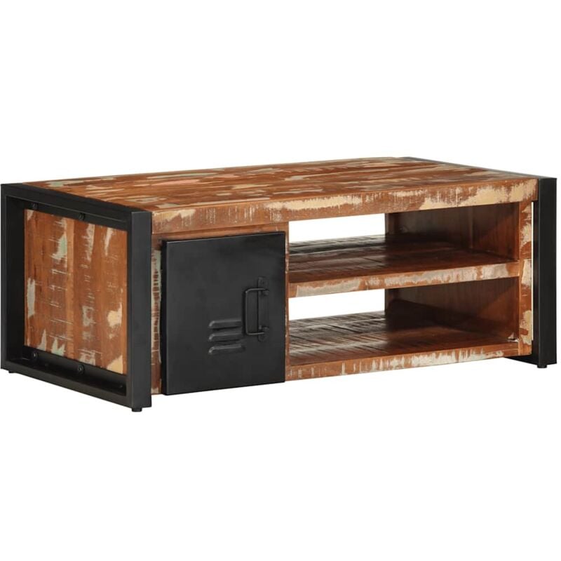 vidaXL Table basse multicolore 90x50x36 cm bois de récupération massif