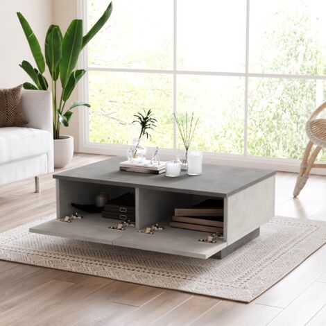 Table Basse Multifonction Argent et Anthracite - 90x31,6 cm, Profondeur 60 cm, Rangements Additionnels, Design Innovant
