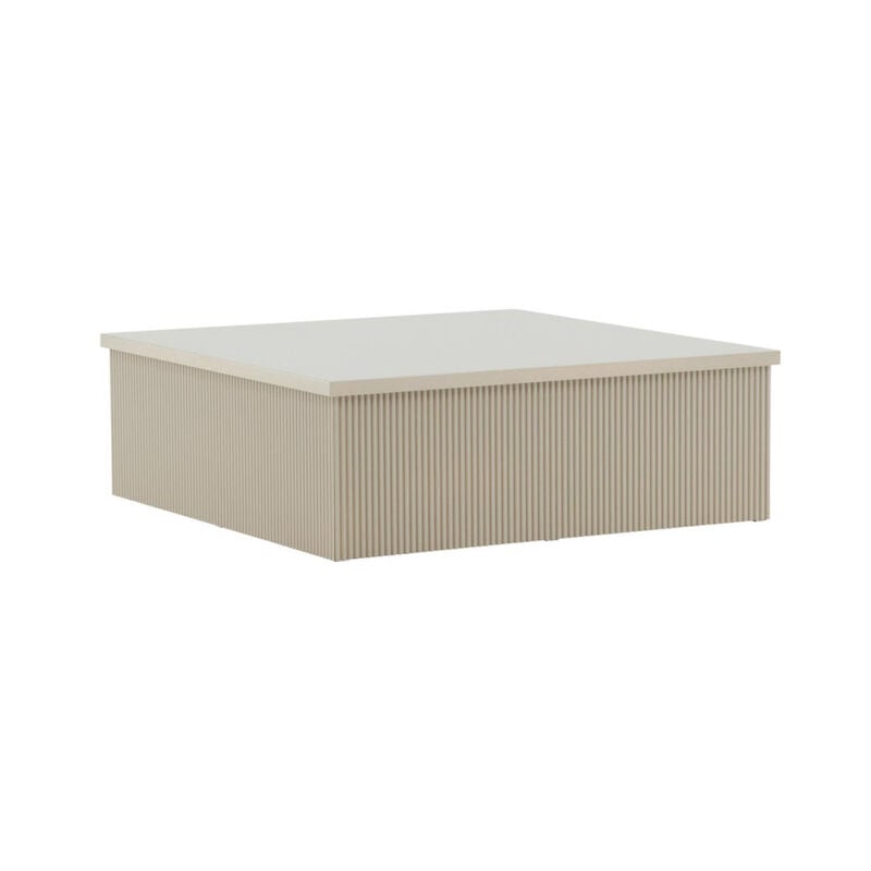 Paris Prix - Table Basse Nervurée 'Lenox' 90cm Beige