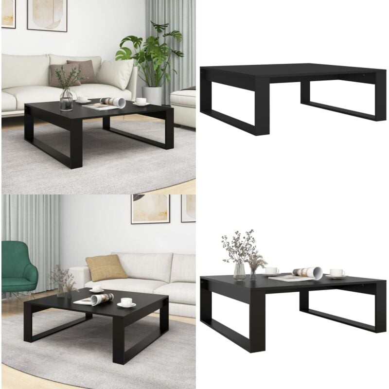 Table basse Noir 100x100x35 cm Bois d'ingénierie - Table Basse - Meuble Salon - Table Ronde - Design Moderne - Noir - Home & Living
