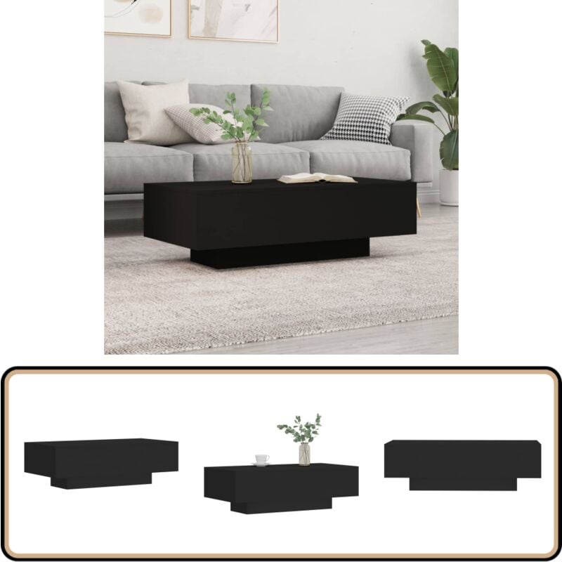 Table basse noir 100x49,5x31 cm bois d'ingénierie - Table Basse - Meuble Salon - Table D'appoint - Design Moderne - Bois D'ingénierie