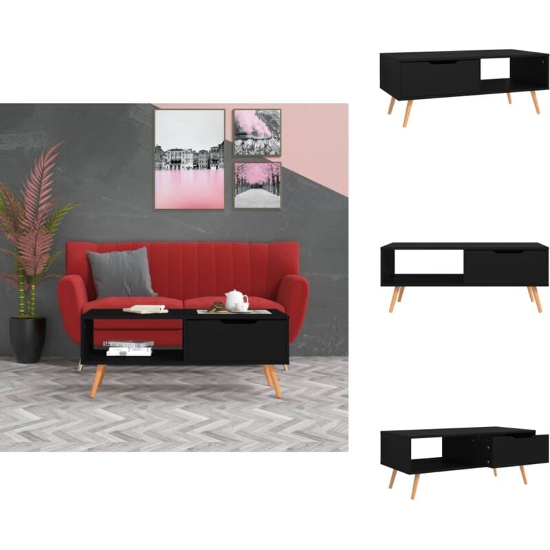 Table basse Noir 100x49,5x43 cm Bois d'ingénierie - Table Basse - Meuble Salon - Table D'appoint - Bout De Canapé - Design Moderne