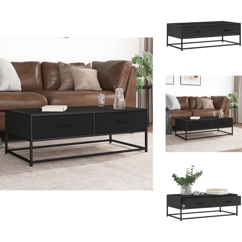 Table basse noir 100x50x35 cm bois d'ingénierie et métal - Table Basse - Tables Basses - Table D'appoint - Bout De Canapé
