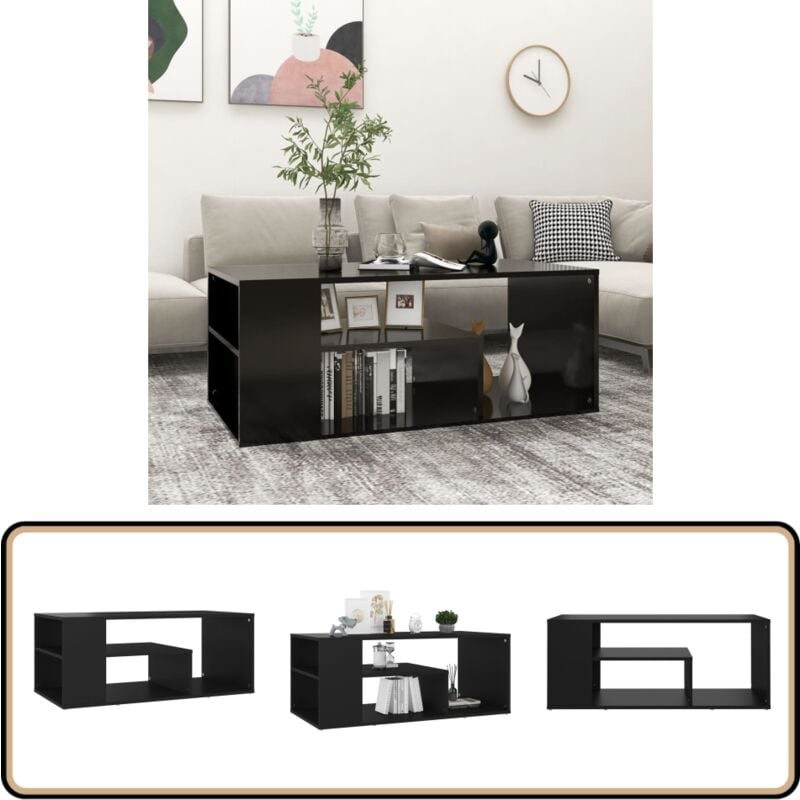 Table basse noir 100x50x40 cm bois d'ingénierie - Table Basse - Meuble Salon - Table D'appoint - Table Design - Mobilier Contemporain