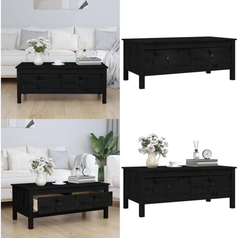 Vidaxl - Table basse Noir 100x50x40 cm Bois massif de pin - Table Basse - Meuble tv - Table D'appoint - Table Design - Table En Bois - Home & Living