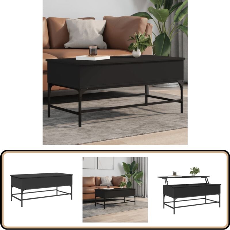 Vidaxl - Table basse noir 100x50x45 cm bois d'ingénierie et métal - Table Basse - Meuble Salon - Table D'appoint - Table Design - Table Noire