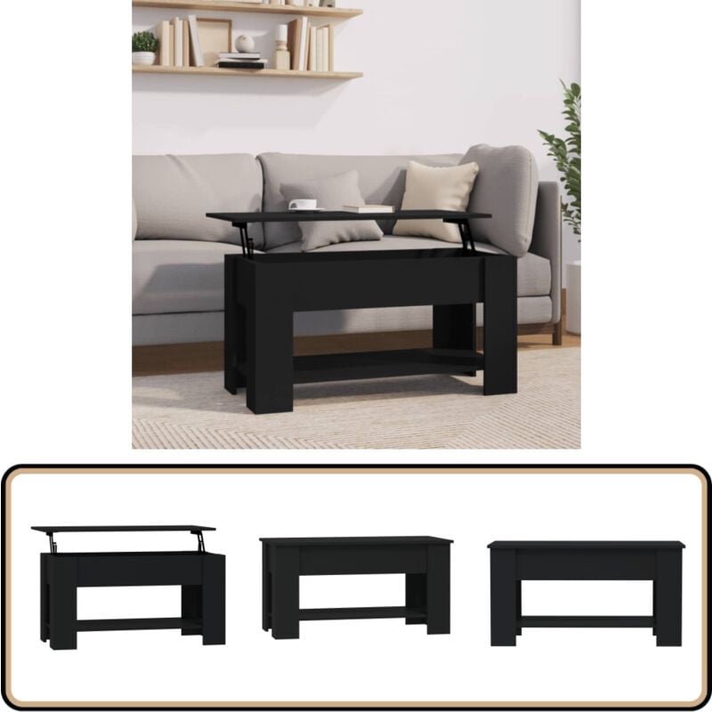Vidaxl - Table basse noir 101x49x52 cm bois d'ingénierie - Table Basse - Meuble Salon - Table D'appoint - Table Relevé - Table Noire