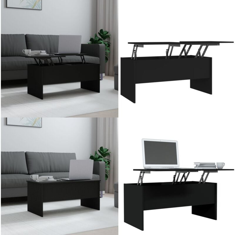 Vidaxl - Table basse noir 102x50,5x46,5 cm bois d'ingénierie - Table Basse - Meuble tv - Table D'appoint - Design Moderne - Bois D'ingénierie - Home