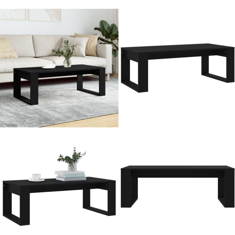 Table basse noir 102x50x35 cm bois d'ingénierie - Table Basse - Meuble Salon - Table D'appoint - Table Ronde - Design Moderne - Home & Living