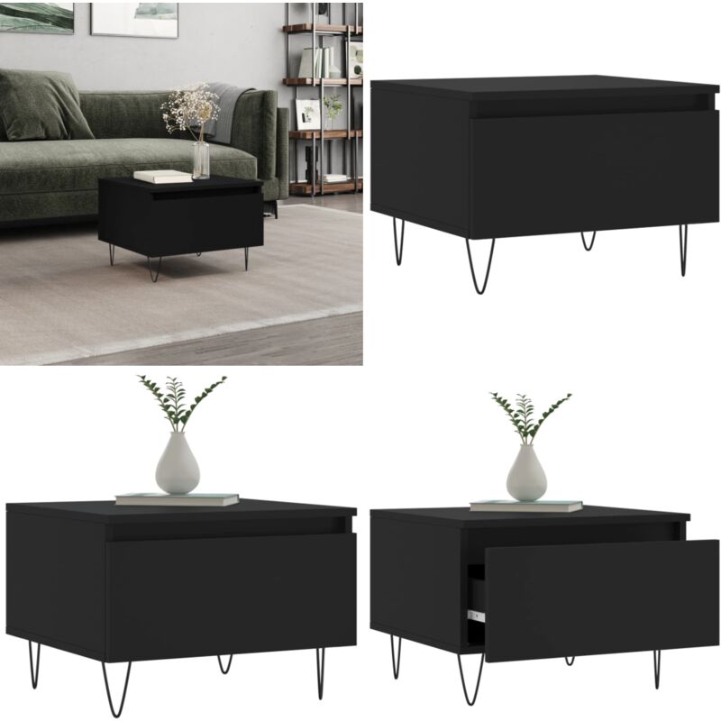 Table basse noir 50x46x35 cm bois d'ingénierie - Table Basse - Meuble Salon - Table D'appoint - Table Design - Table Noire - Home & Living