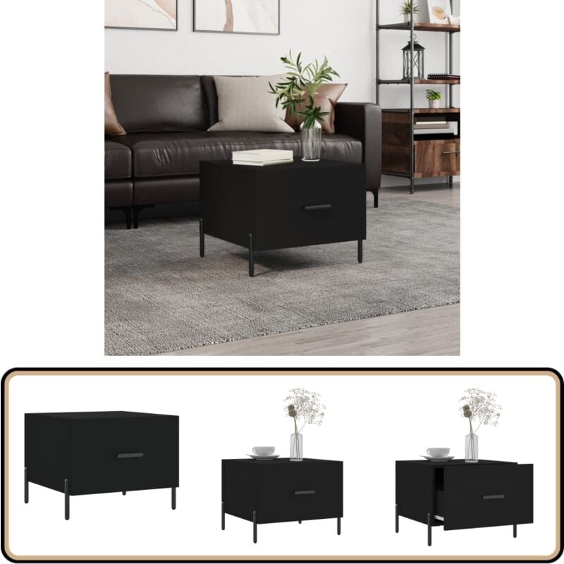 Table basse Noir 50x50x40 cm Bois d'ingénierie - Table Basse - Meuble Salon - Table D'appoint - Table Design - Mobilier Moderne