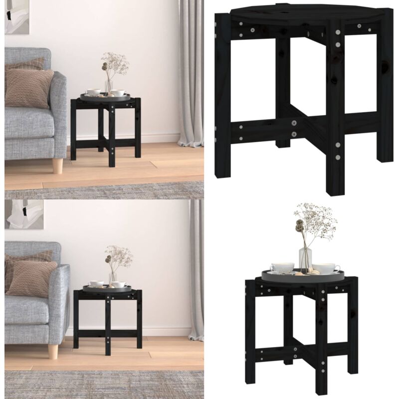 Vidaxl - Table basse Noir ø 52,5x45 cm Bois massif de pin - Table Basse - Meuble Salon - Table D'appoint - Table Ronde - Bois Massif - Home & Living