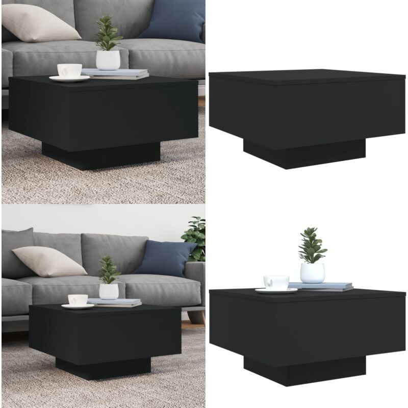 Table basse noir 55x55x31 cm bois d'ingénierie - Table Basse - Meuble Salon - Design Moderne - Table D'appoint - Table Café - Home & Living