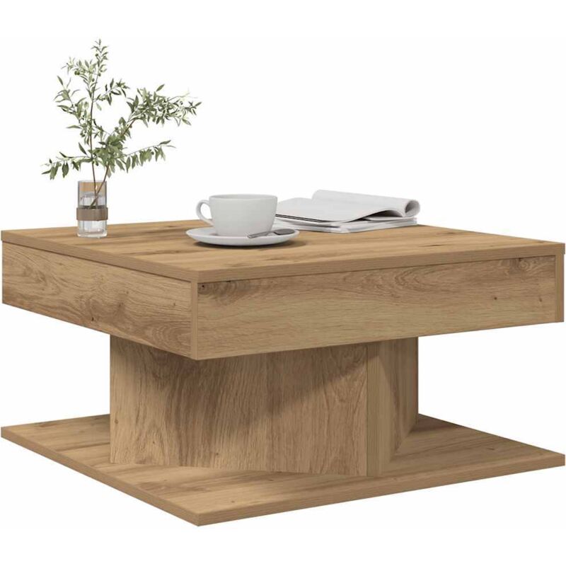 Table basse chêne artisanal 55x55x30 cm bois d'ingénierie vidaXL