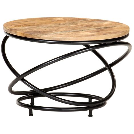 Table basse Noir 60x60x40 Bois massif de manguier brut