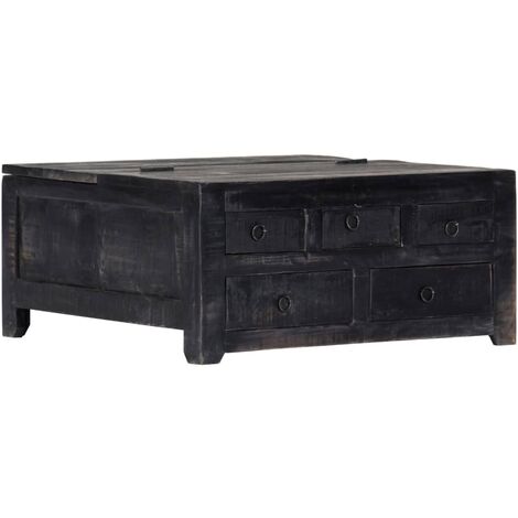 Table basse Noir 65 x 65 x 30 cm Bois de manguier massif,design élégant,pour Salon