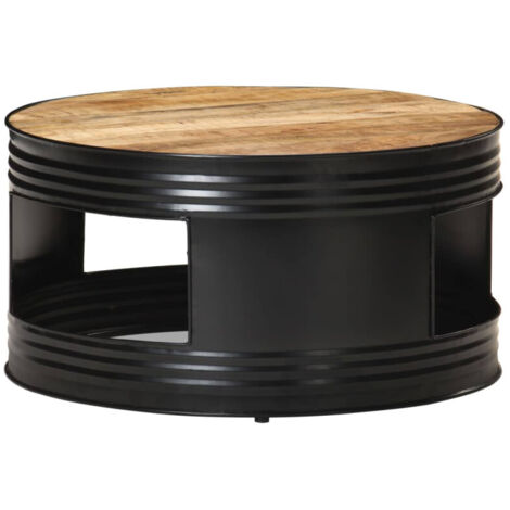 Table basse Noir 68x68x36 cm Bois massif de manguier brut vidaXL