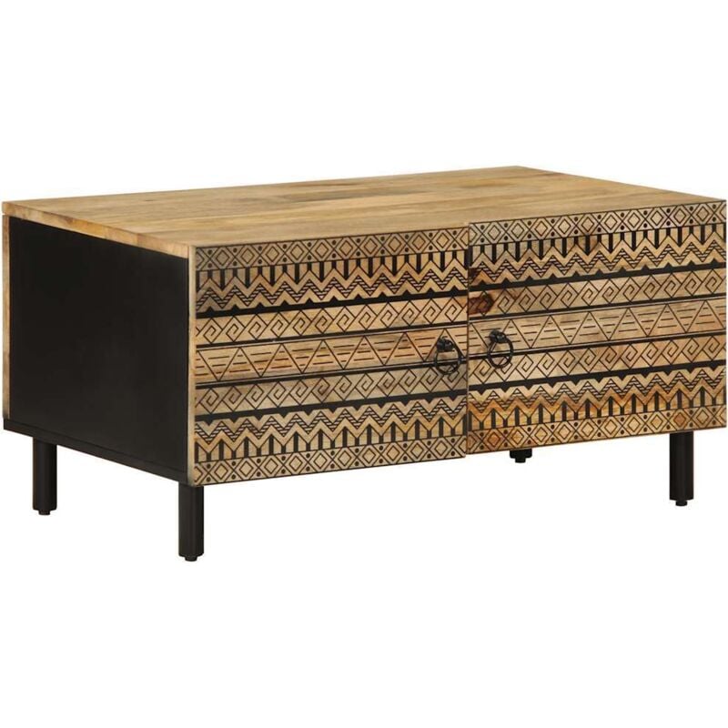Vidaxl - Table basse noir 80x50x40 cm bois de manguier massif brut