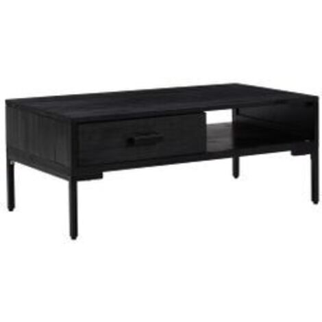Table basse Noir 90x50x35 Bois de pin massif