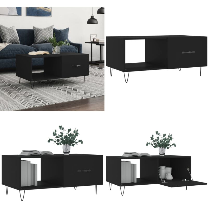 Vidaxl - Table basse noir 90x50x40 cm bois d'ingénierie - Table Basse - Meuble Salon - Table D'appoint - Table Design - Table Noire - Home & Living