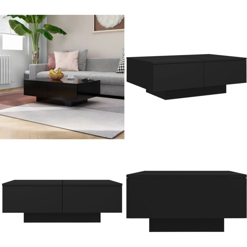 Table basse Noir 90x60x31 cm Bois d'ingénierie - Table Basse - Meuble Salon - Table D'appoint - Table Noir - Design Moderne - Home & Living