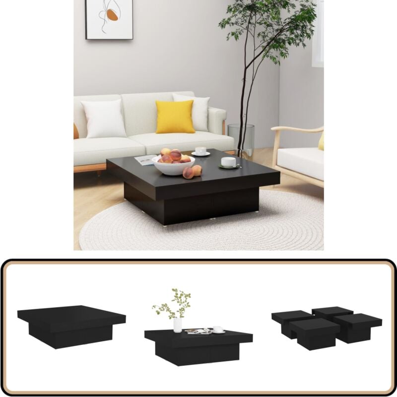 Vidaxl - Table basse noir 90x90x28 cm bois d'ingénierie - Table Basse - Table D'appoint - Mobilier Salon - Table En Bois - Design Moderne