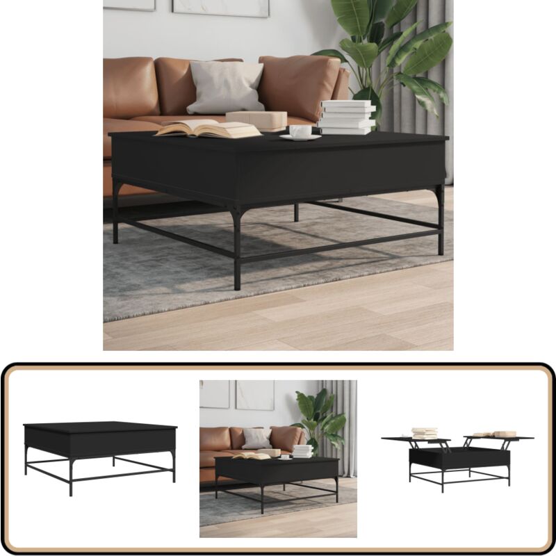 Vidaxl - Table basse noir 95x95x45 cm bois d'ingénierie et métal - Table Basse - Meuble Salon - Table D'appoint - Table Design - Table Extensible