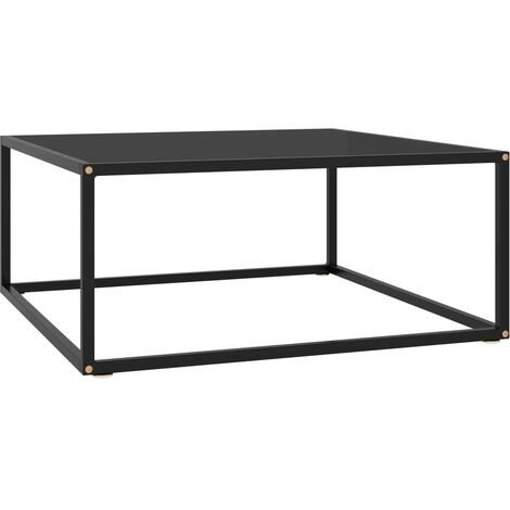 Table basse Noir avec verre noir 80x80x35 cm