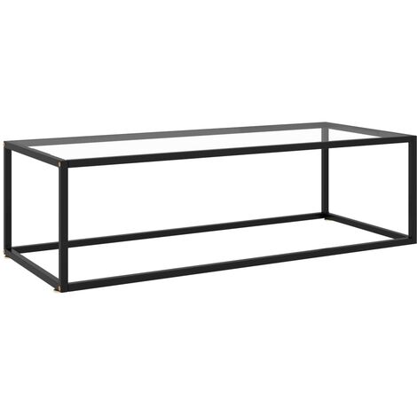 Table basse Noir avec verre trempé 120x50x35