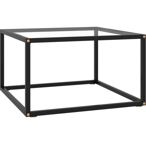 Table basse Noir avec verre trempé 60x60x35