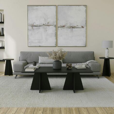 Table basse noire design avec pieds trapèze MARFA