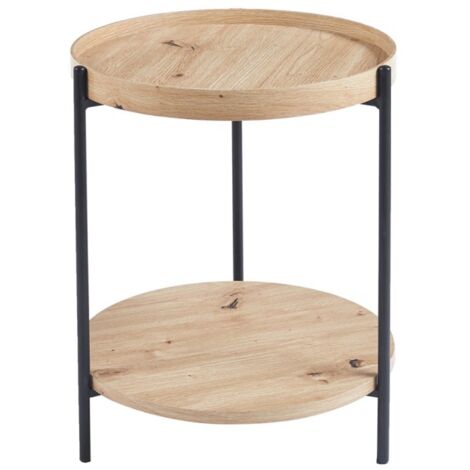 Table basse NORWYN – Coloris chêne vieilli – Table basse ronde Ø45 cm – MDF – Design compact et original