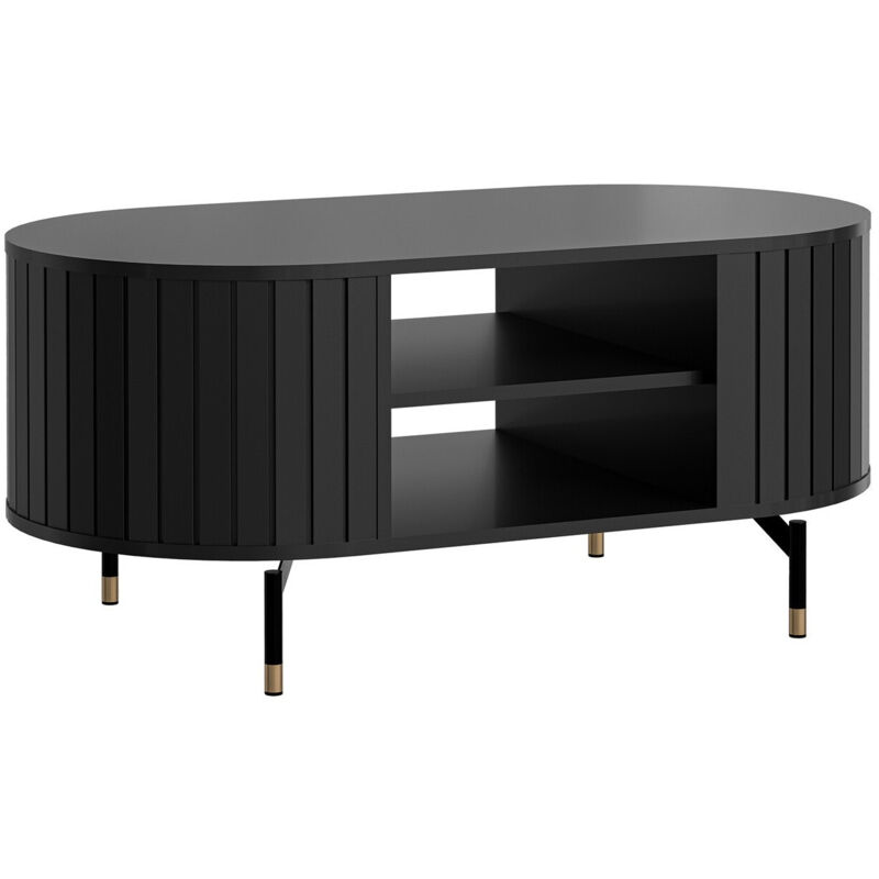Table basse Novmono 105, Noir, 47x56x105cm, Diamètre: 0, Stratifié, Ovale