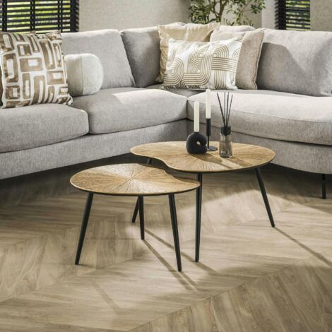 Table basse organique, feuille de ginkgo stylisée (lot de 2) RALF