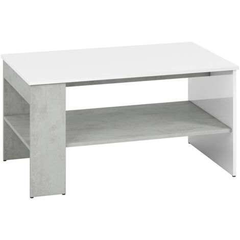Table basse Orion Blanc et Effet béton