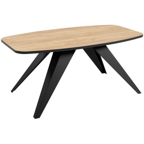 Table basse Oswego 117, Noir + Chêne doré artisanal, 48x60x120cm, Diamètre: 0, Stratifié, Angulaire