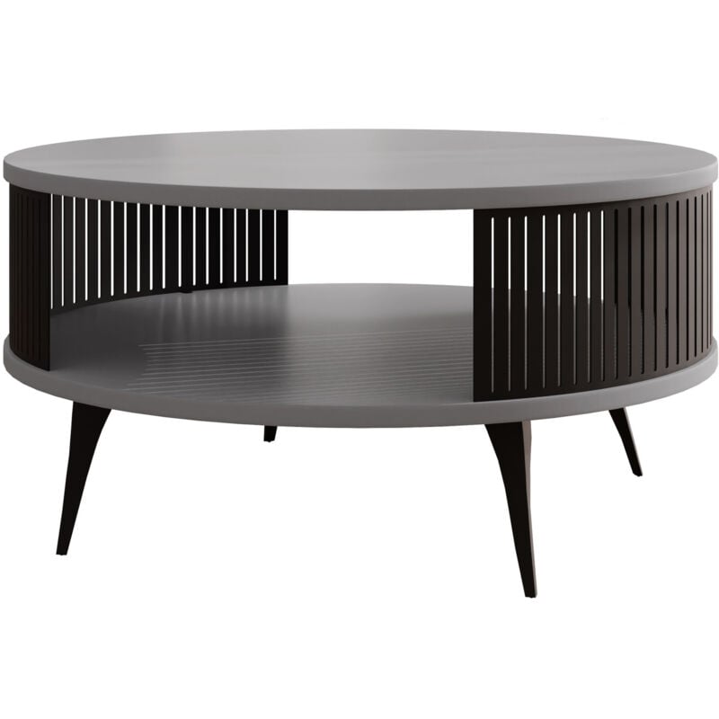 Mobilier1 - Table basse Sordore 100, Noir + Graphite, 44x0x0cm, Diamètre: 75, Stratifié, Rond