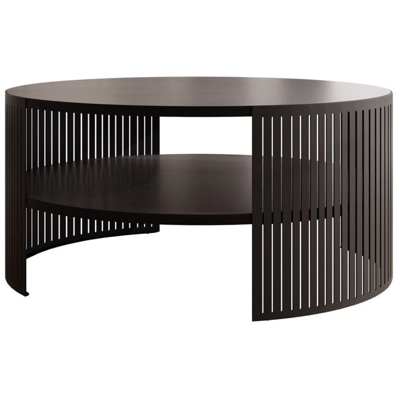 Mobilier1 - Table basse Sordore 102, Noir, 40x0x0cm, Diamètre: 75, Stratifié, Rond