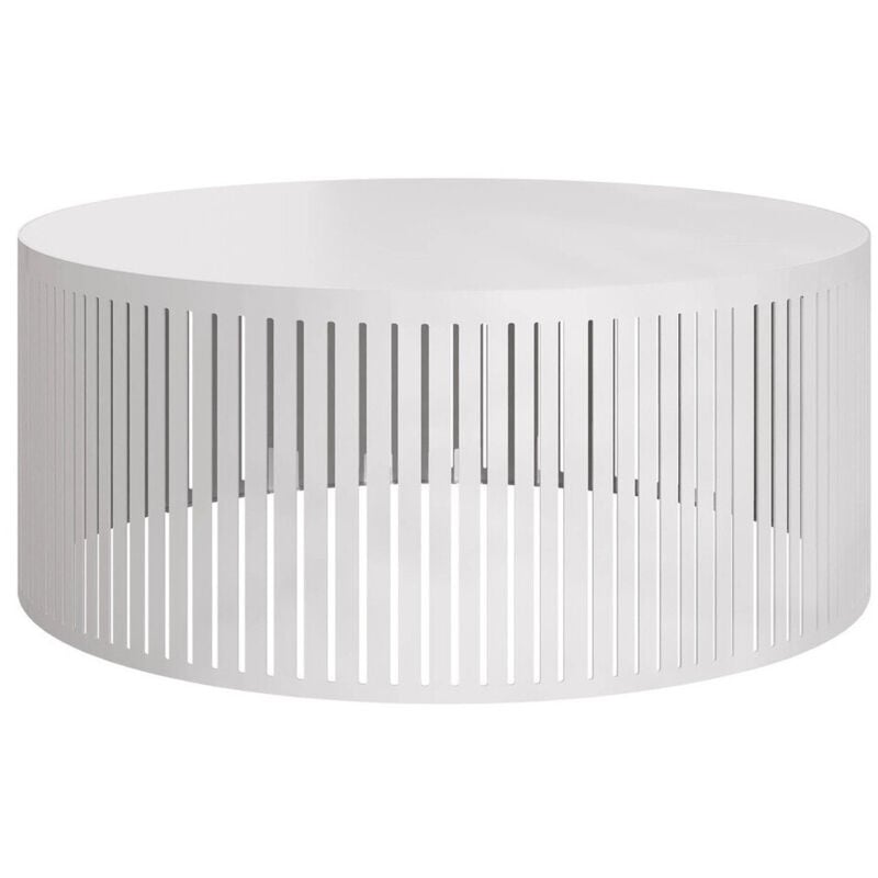 Table basse Oswego 123, Blanc, 25x0x0cm, Diamètre: 59, Stratifié, Rond