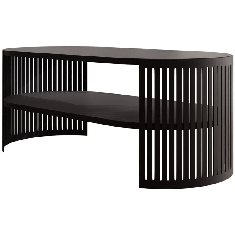 Mobilier1 - Table basse Sordore 115, Noir, 40x50x100cm, Diamètre: 0, Stratifié, Ovale