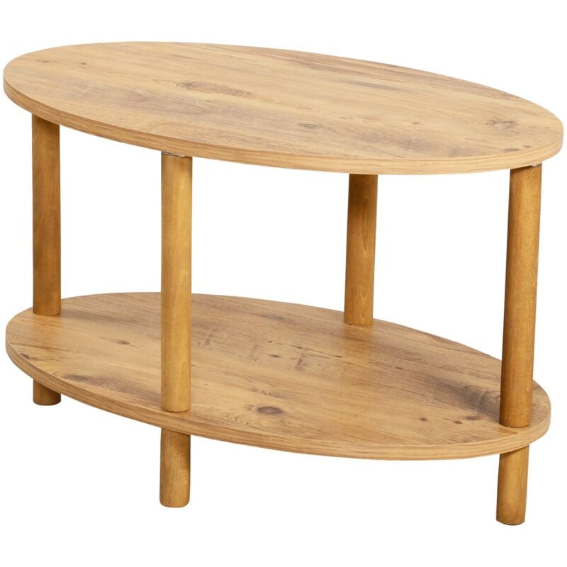 Helloshop26 - Table basse ovale 43 x 70 x 44 cm effet bois