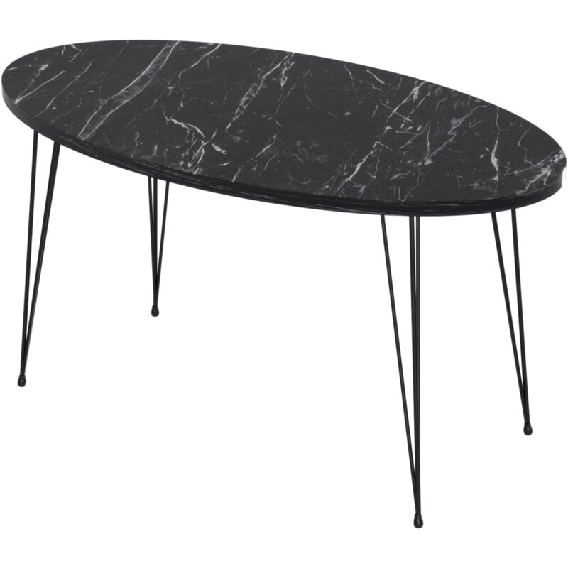 Table basse ovale 43 x 90 x 50 cm marbre noir