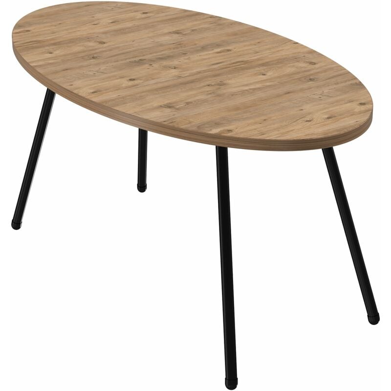Table basse ovale 43 x 90 x 50 cm naturel noir