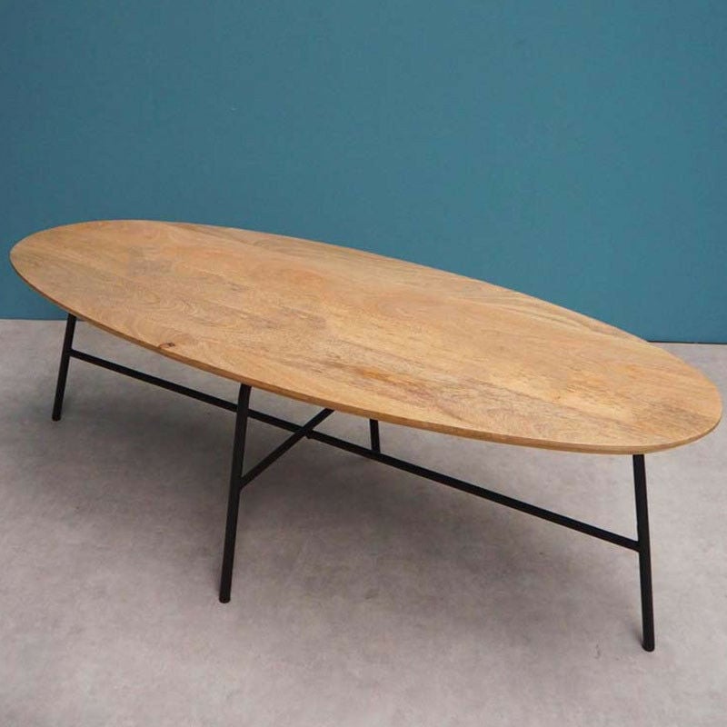 chehoma - table basse ovale alban 45x59x147cm - bois clair